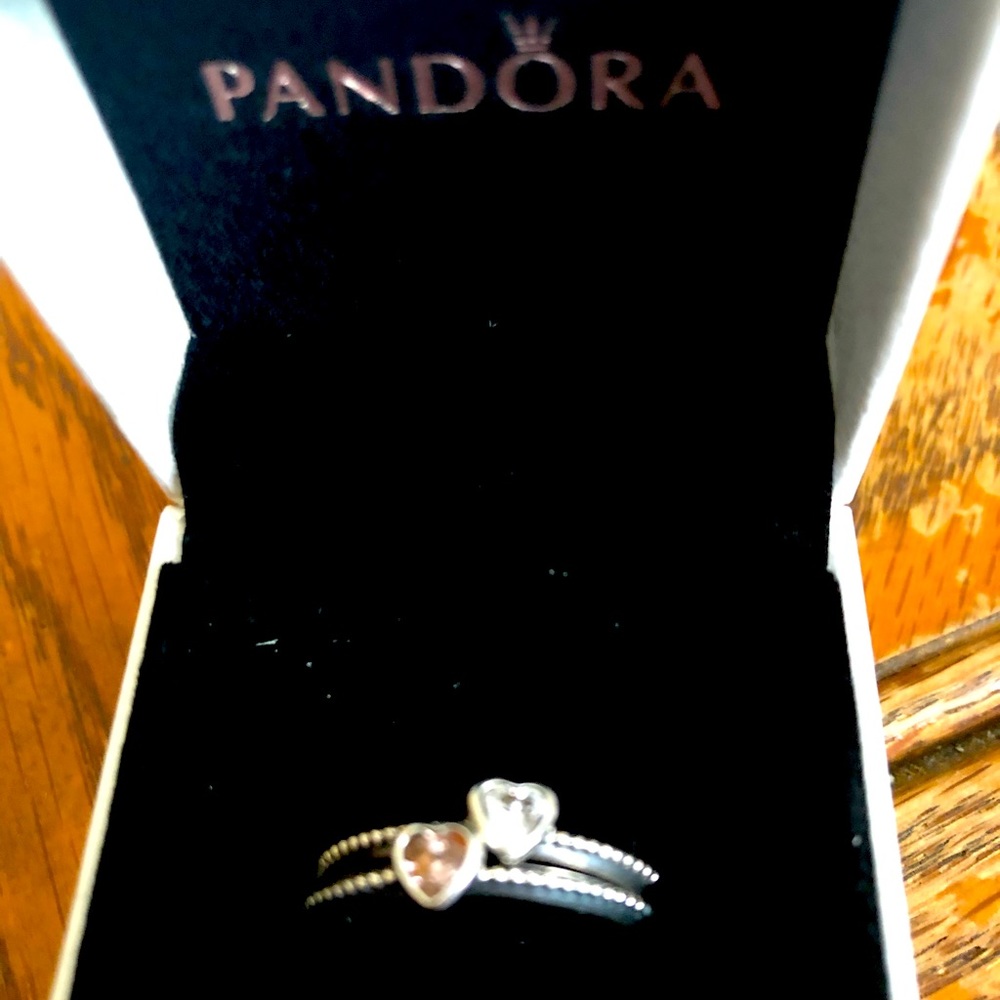 Pandora silver stacker heart rings